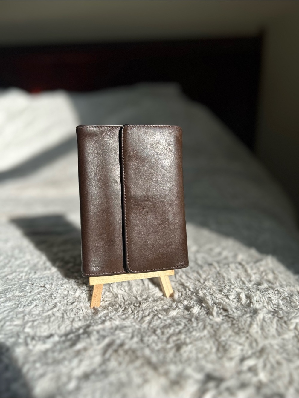 Vintage Coach Dark Brown Leather Trifold Checkbook Envelope Wallet